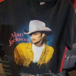 1993 Alan Jackson A Lot About Livin T-Shirt Fruit Of The Loom Black 2 Sided Sz L